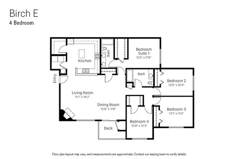 Floor plan for 4 beds, 2 baths, 1768 sqft